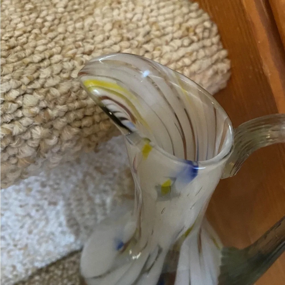 Vintage Swirled Murrhina Art Blown Glass Pitcher Vase EUC!! - Picture 4 of 11